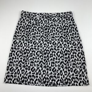 Talbots Skirt Womens Pencil Leopard Print Sz 10 White Black Stretch Mature Glam